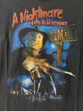 A Nightmare on Elm Street Vintage Graphic Tee - Black with Red & Blue Print